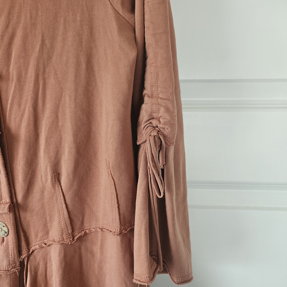 Color Me Cotton Alissa Duster Coat Rust Orange Asymmetrical Lagenlook Small - Picture 3 of 8
